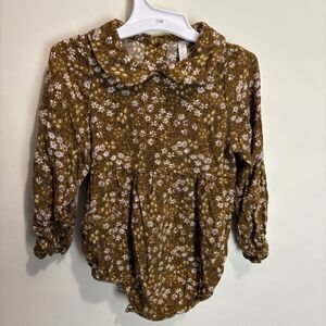 Rylee + Cru Cora Floral Romper Harvest Brown 2-3 Years